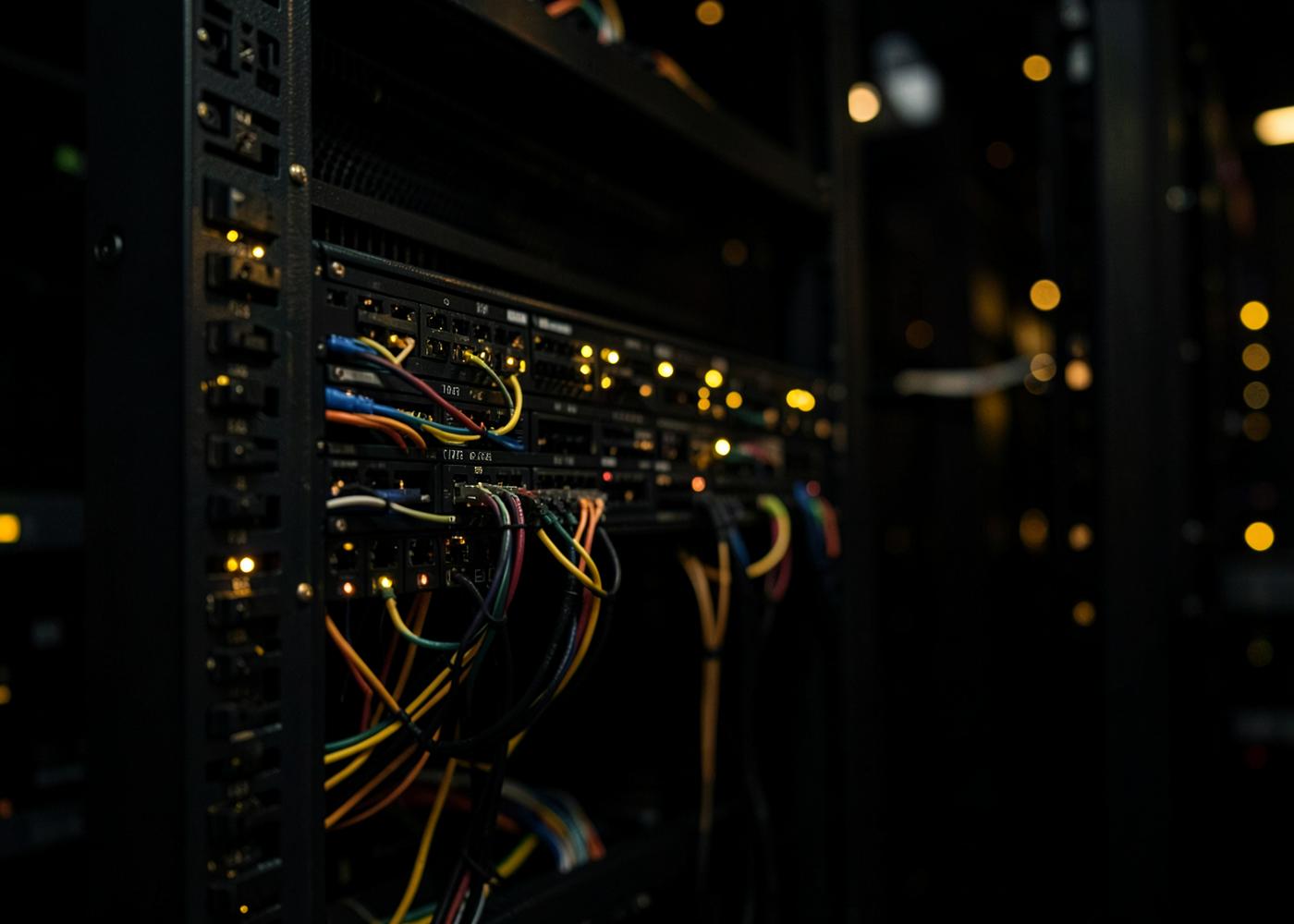 Rack di rete con cablaggio strutturato — immagine tematica